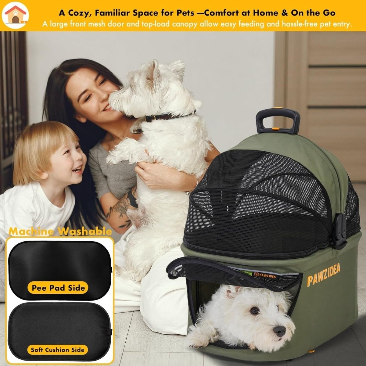 Portable Dog Crate Car Seat Foldable Pet Travel Kennel Medium Dogs - Kwikley