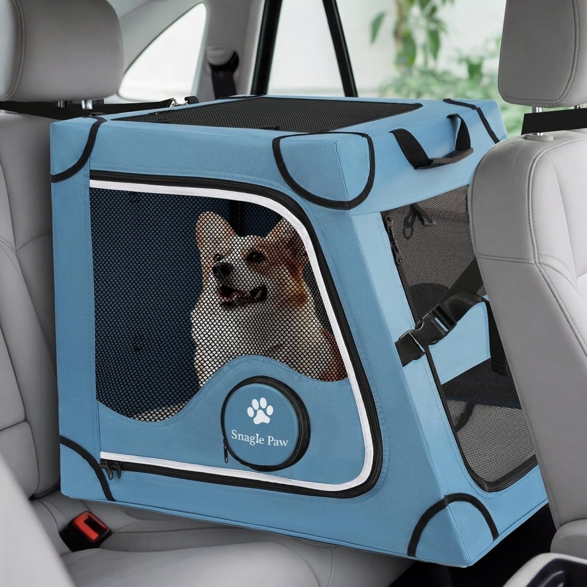 Portable Dog Crate for Car Travel Metal Frame Pet Carrier Foldable - Kwikley