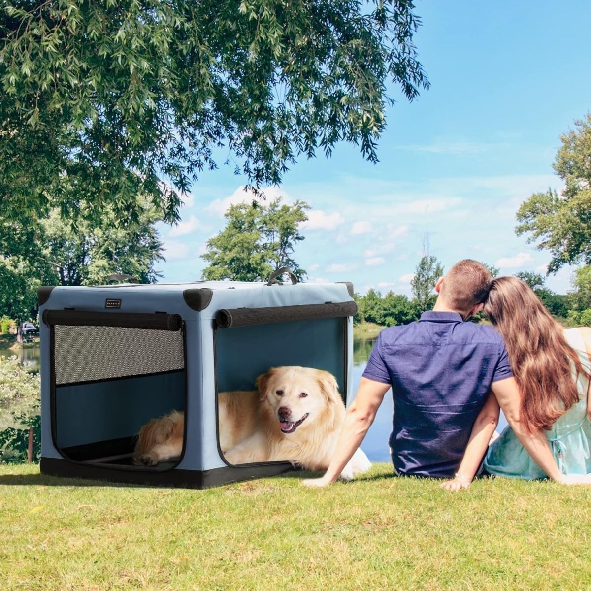 Portable Dog Crate for Travel – Adjustable, Collapsible Soft - Sided Pet Cage - Kwikley