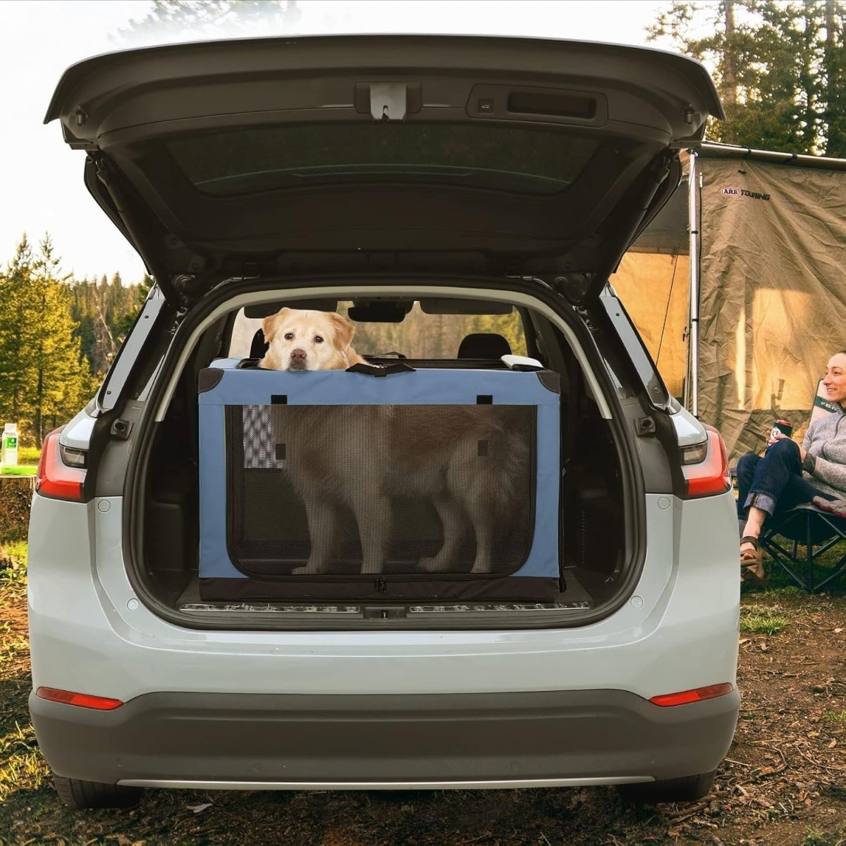 Portable Dog Crate for Travel – Adjustable, Collapsible Soft - Sided Pet Cage - Kwikley