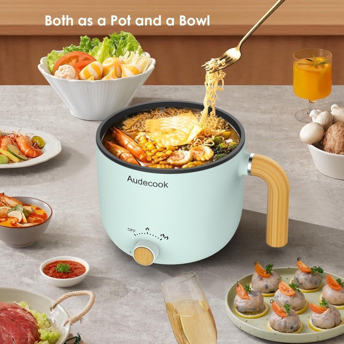 Portable Electric Hot Pot with Steamer | 1.5L Nonstick Cooker, Dual Power - Kwikley