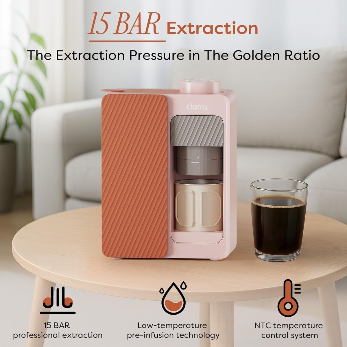 Portable Espresso Coffee Machine 400W 15Bar Compact Brew Maker 180ml Tank Travel - Kwikley