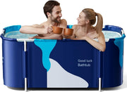 Portable Foldable Adult Bathtub 120x50x55cm Hot & Ice Bath Spa Tub with Cushion - Kwikley