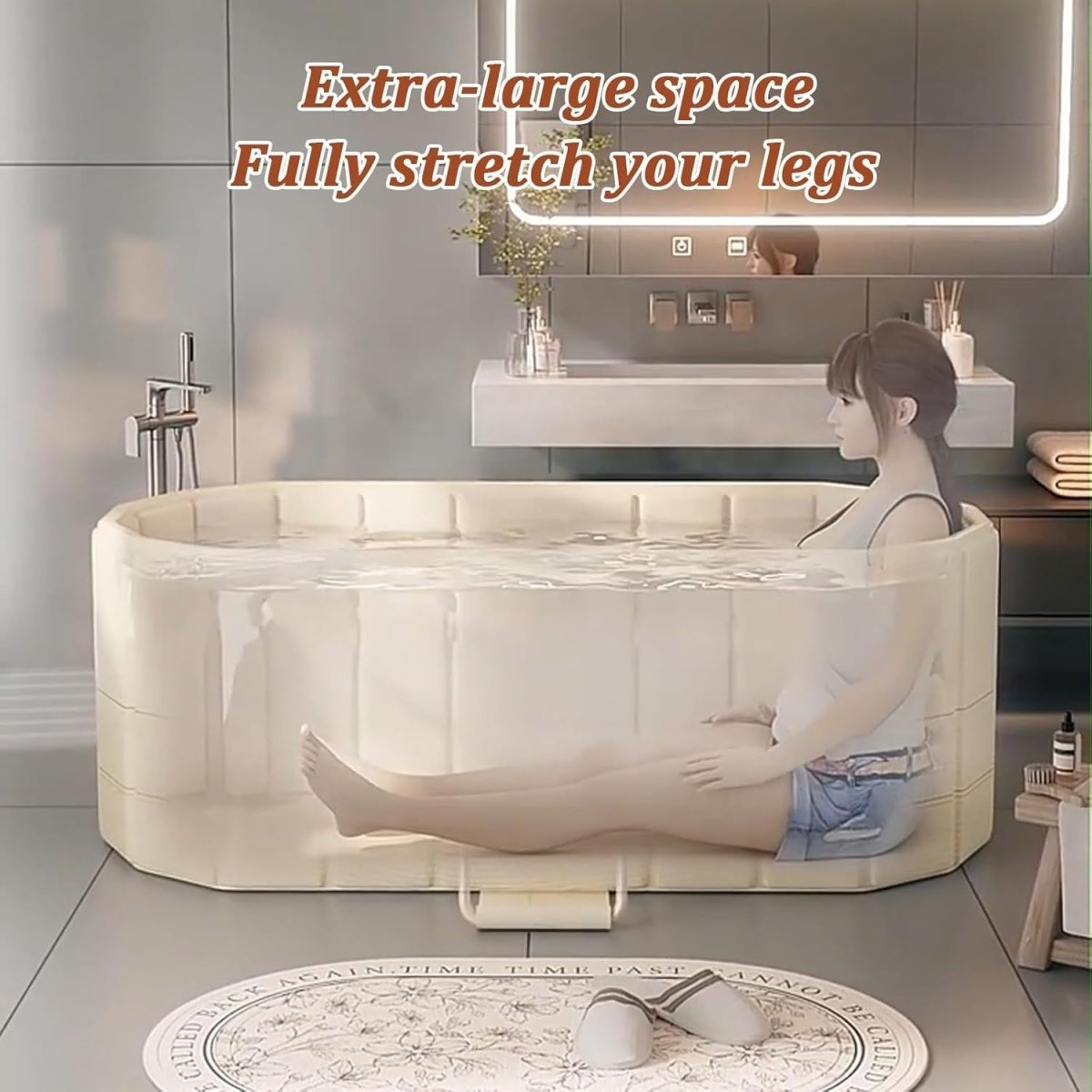 Portable Foldable Adult Bathtub 120x55x50cm – Hot & Ice Bath Tub with Insulated - Kwikley