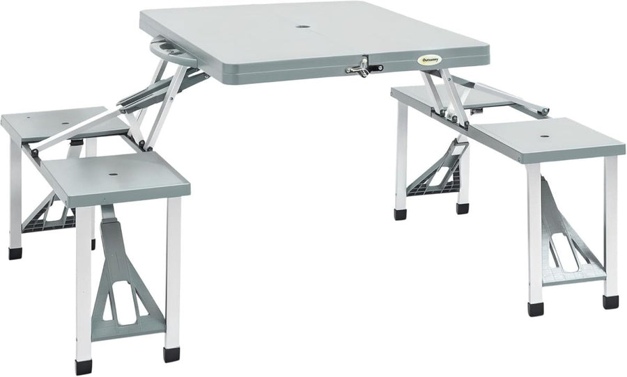 Portable Foldable Picnic Table with Chairs & Umbrella Hole Outdoor Camping - Kwikley