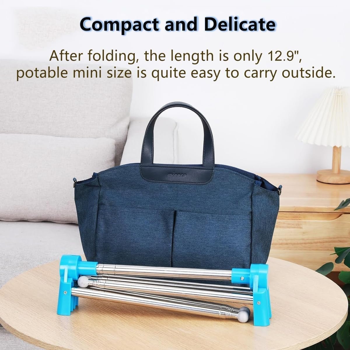 Portable Folding Clothes Rack Travel Collapsible Rail Blue - Kwikley