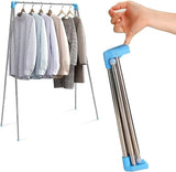 Portable Folding Clothes Rack Travel Collapsible Rail Blue