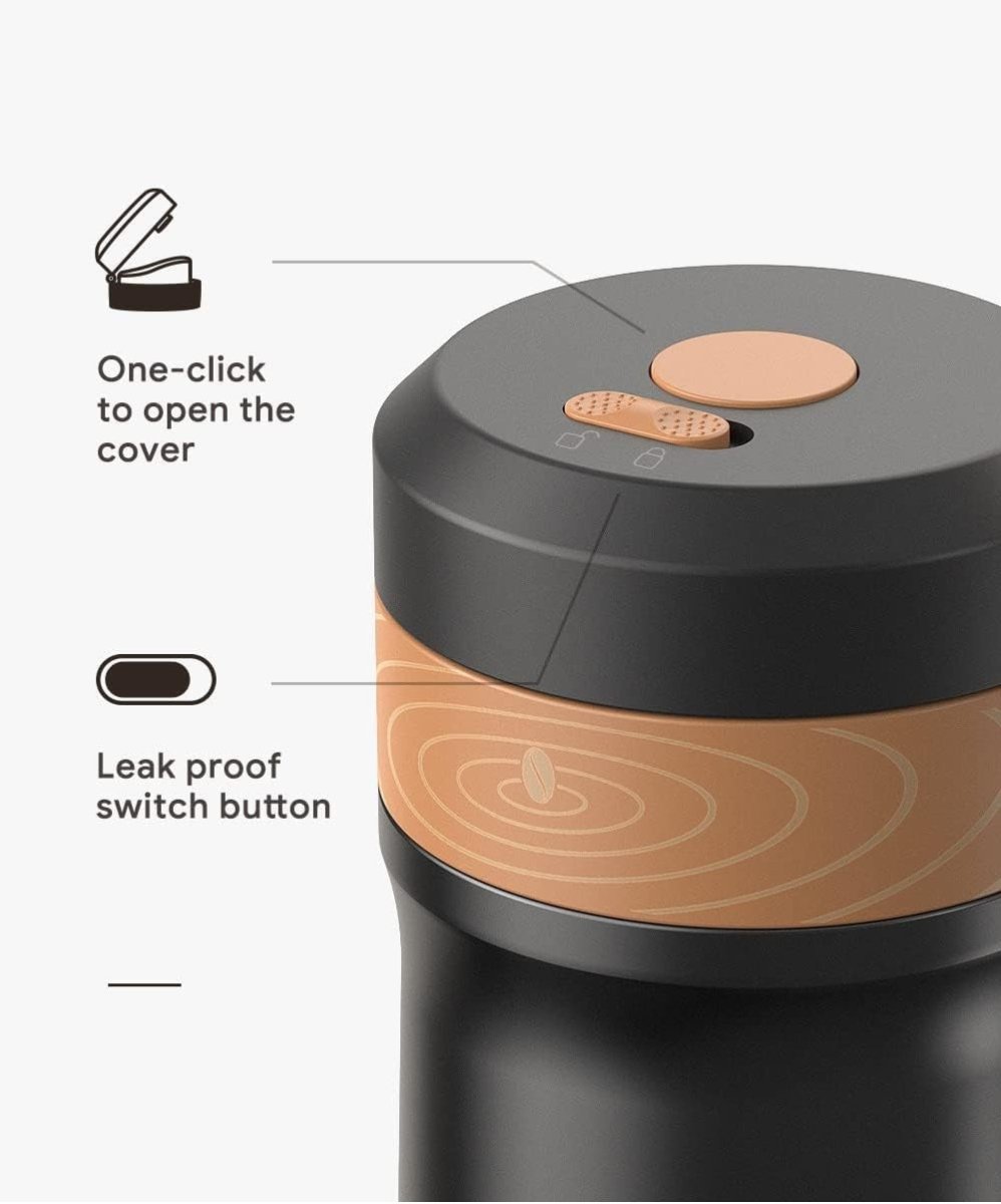 Portable French Press Coffee Maker Travel Mug 320ML Stainless Steel Insulated - Kwikley