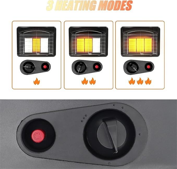 Portable Gas Heater 4.2kW 3 Heat Settings Indoor Outdoor Camping Home - Kwikley