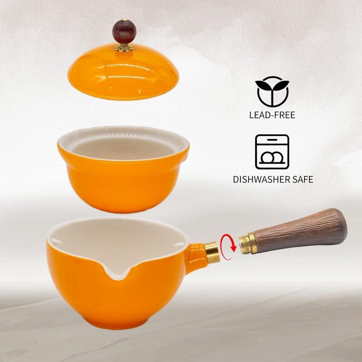 Portable Gongfu Tea Set 360° Rotating Teapot Infuser Travel Orange - Kwikley