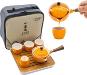 Portable Gongfu Tea Set 360° Rotating Teapot Infuser Travel Orange - Kwikley