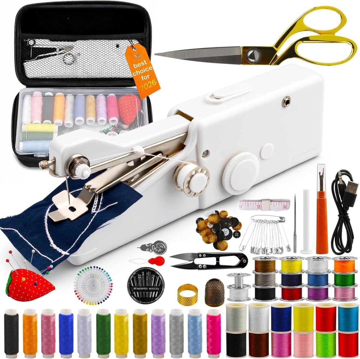 Portable Handheld Sewing Machine Cordless 125pc Sewing Kit Repairs - Kwikley