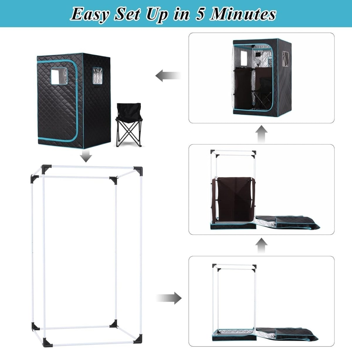 Portable Infrared Sauna Tent w/ Red Light Therapy 6 - Heater Home Spa Detox Box - Kwikley