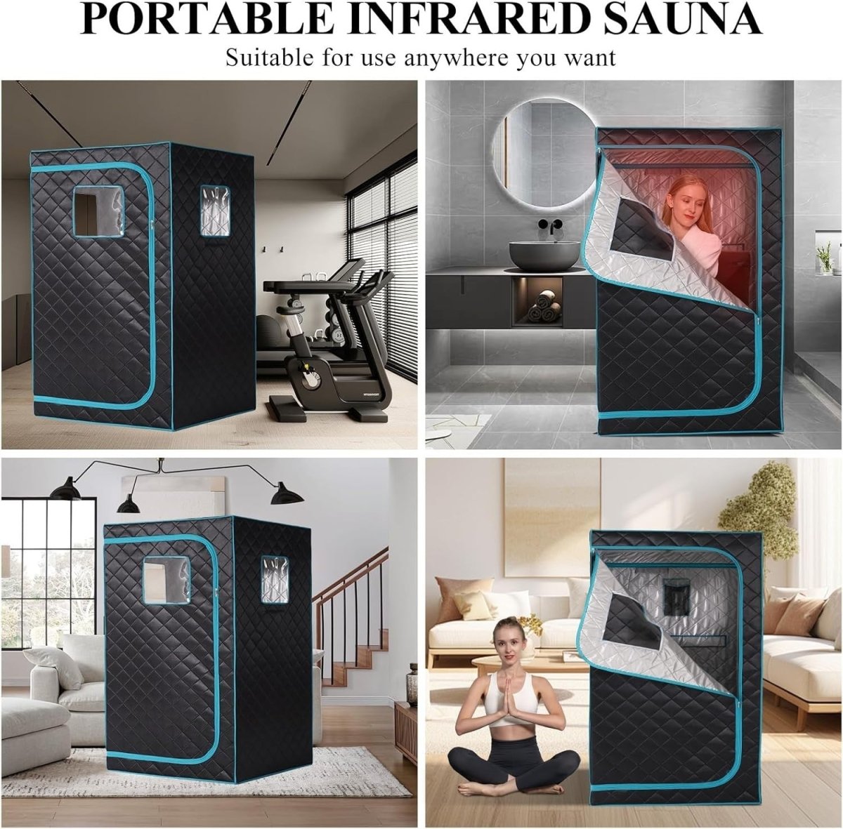 Portable Infrared Sauna Tent w/ Red Light Therapy 6 - Heater Home Spa Detox Box - Kwikley
