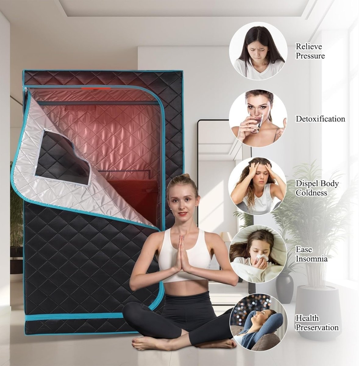 Portable Infrared Sauna Tent w/ Red Light Therapy 6 - Heater Home Spa Detox Box - Kwikley