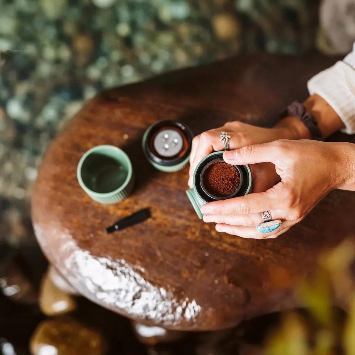 Portable Manual Espresso Maker Moss Green | High - Pressure Travel Coffee Machine - Kwikley