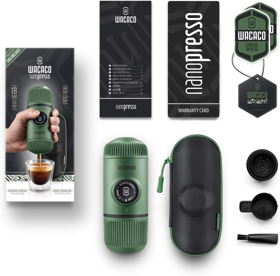 Portable Manual Espresso Maker Moss Green | High - Pressure Travel Coffee Machine - Kwikley