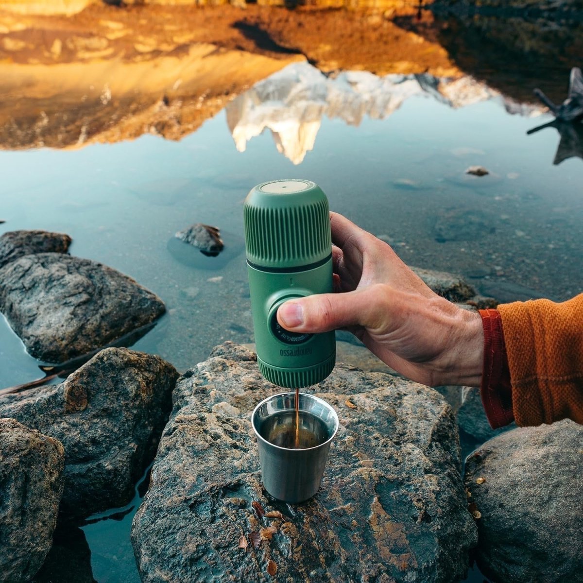 Portable Manual Espresso Maker Moss Green | High - Pressure Travel Coffee Machine - Kwikley