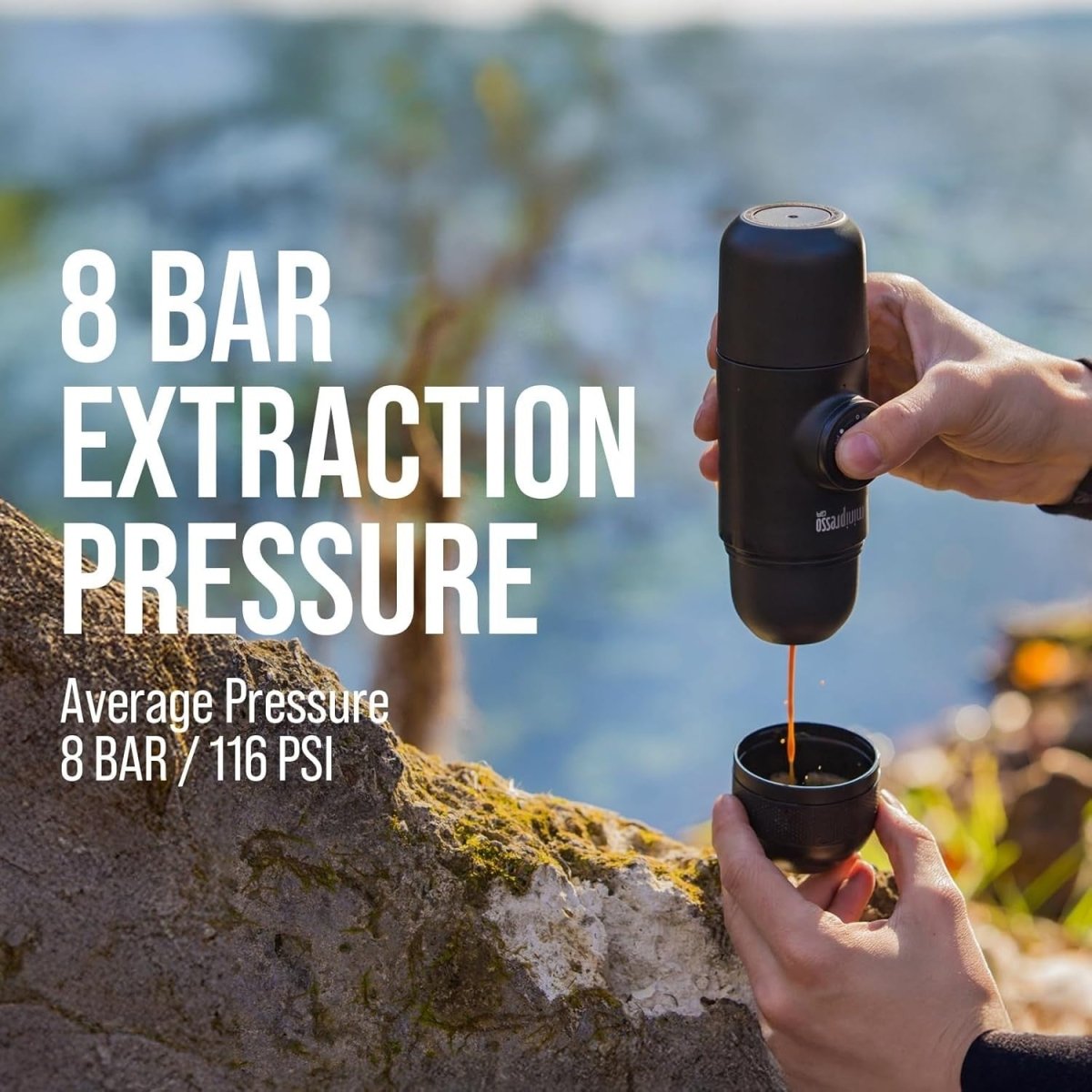 Portable Manual Espresso Maker | Travel Coffee Machine Works with Ground Coffee - Kwikley