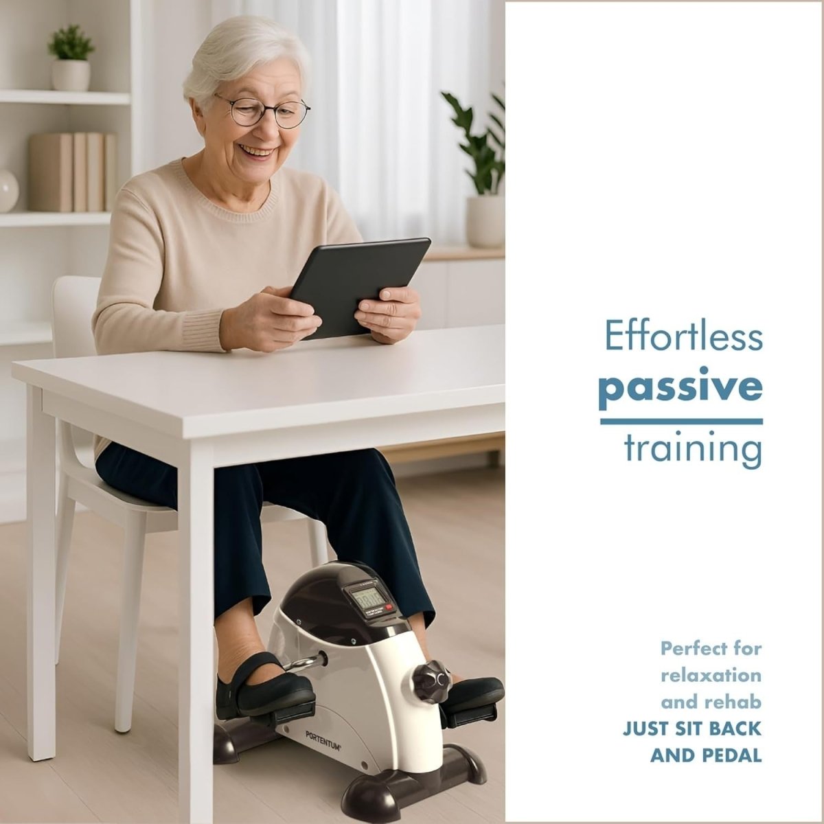 Portable Pedal Exerciser for Elderly Arm Leg Trainer LCD Adjustable - Kwikley