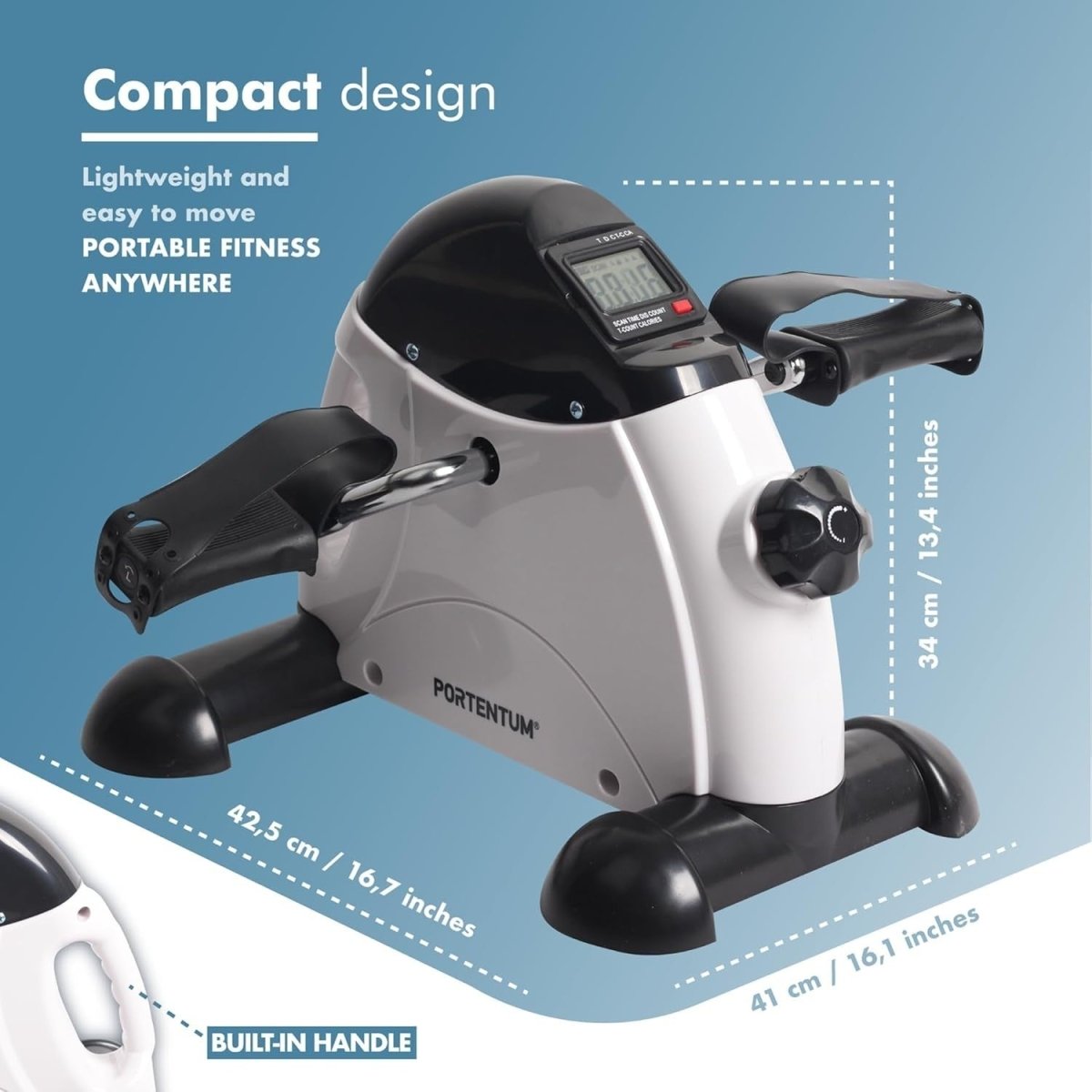 Portable Pedal Exerciser for Elderly Arm Leg Trainer LCD Adjustable - Kwikley