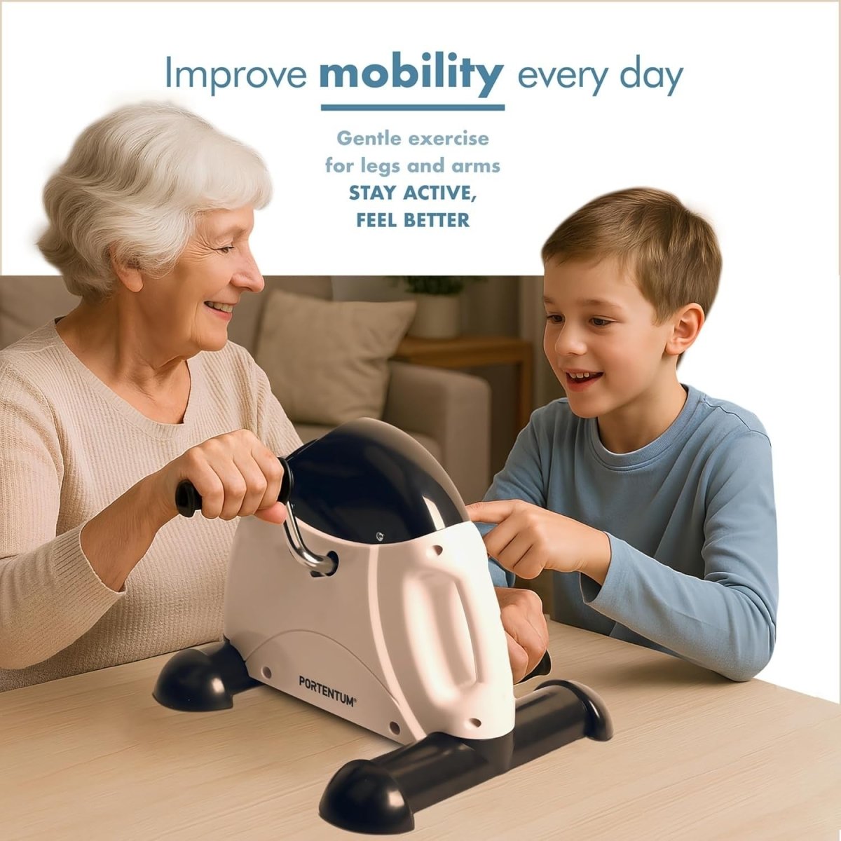 Portable Pedal Exerciser for Elderly Arm Leg Trainer LCD Adjustable - Kwikley