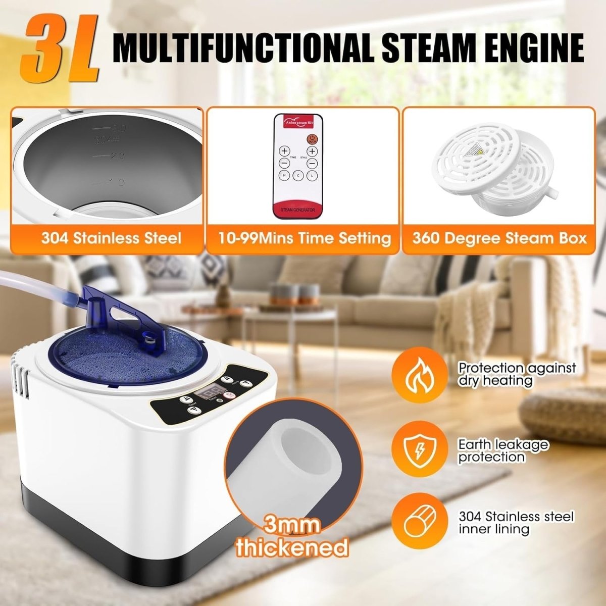Portable Pop - Up Steam Sauna Tent w/ 3L Steamer & Remote – Home Spa Pod - Kwikley