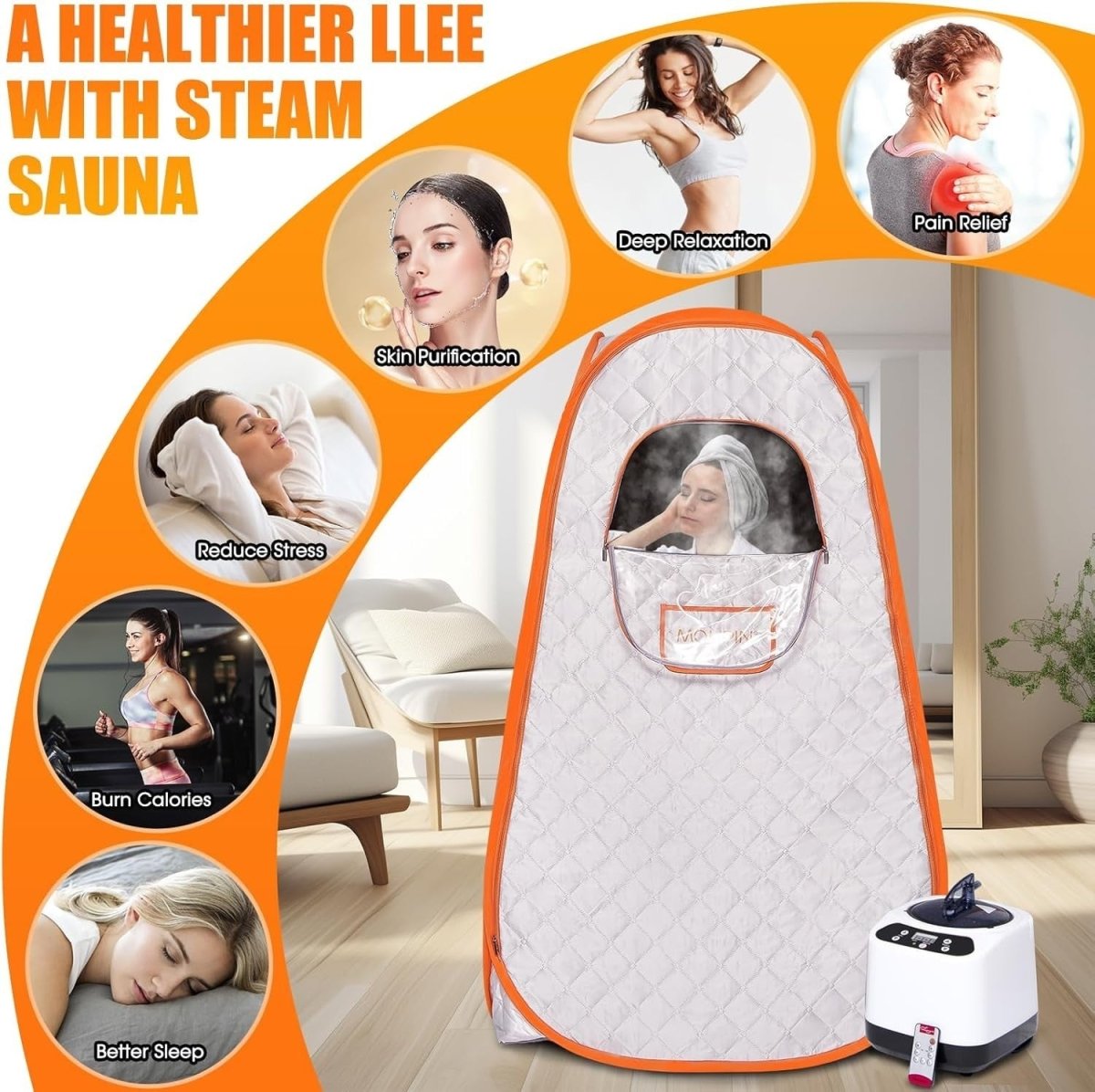 Portable Pop - Up Steam Sauna Tent w/ 3L Steamer & Remote – Home Spa Pod - Kwikley