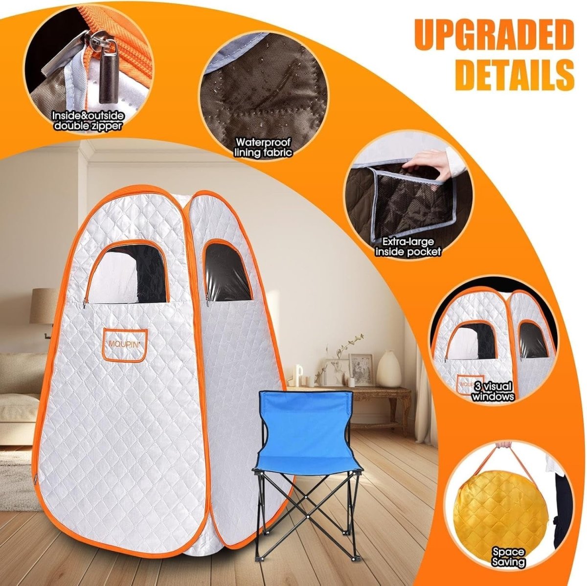 Portable Pop - Up Steam Sauna Tent w/ 3L Steamer & Remote – Home Spa Pod - Kwikley