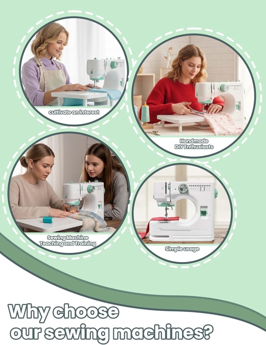 Portable Sewing Machine 12 Stitch 2 Speed Foot Pedal Beginner Home - Kwikley