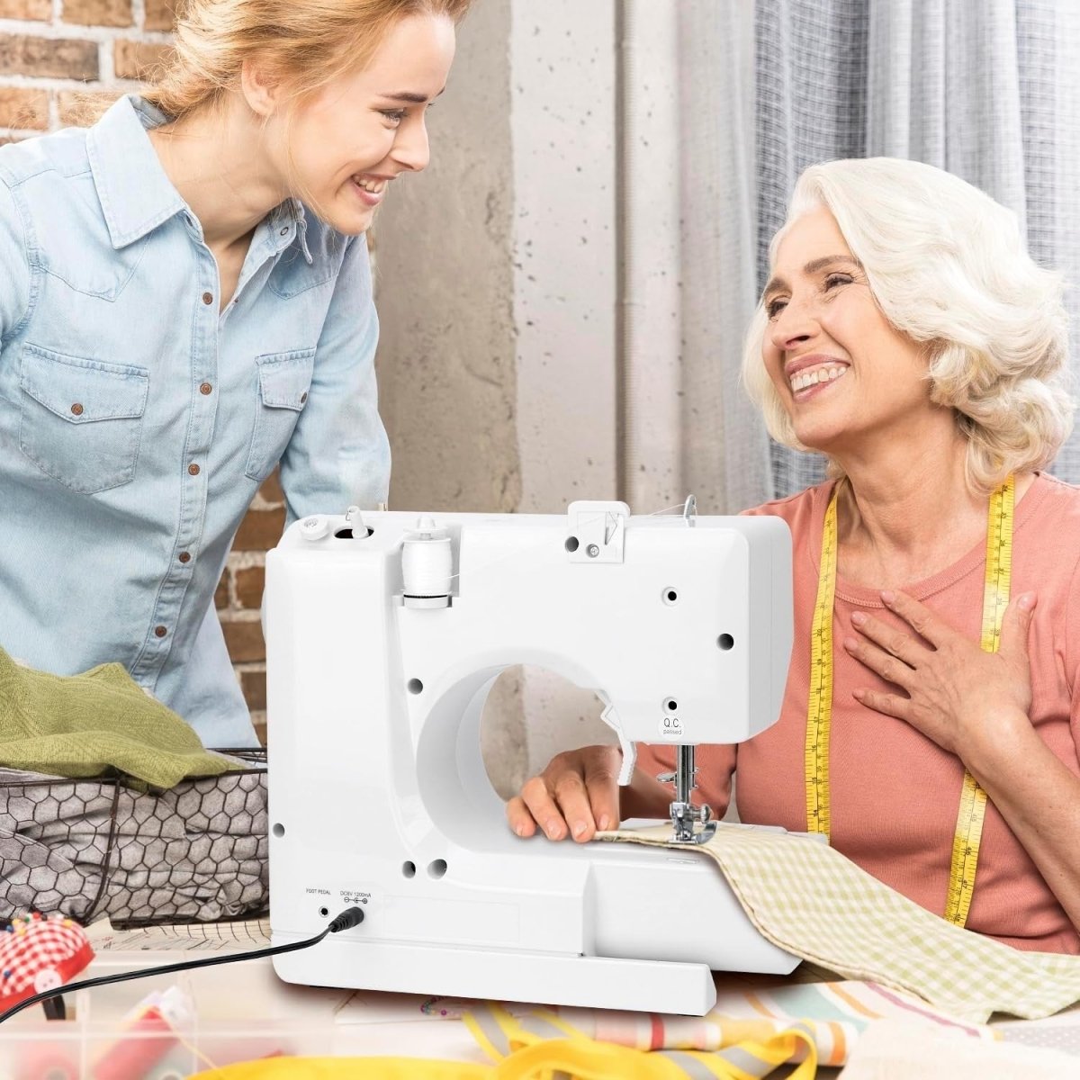 Portable Sewing Machine 12 Stitch Double Speed LED Light Foot Pedal - Kwikley