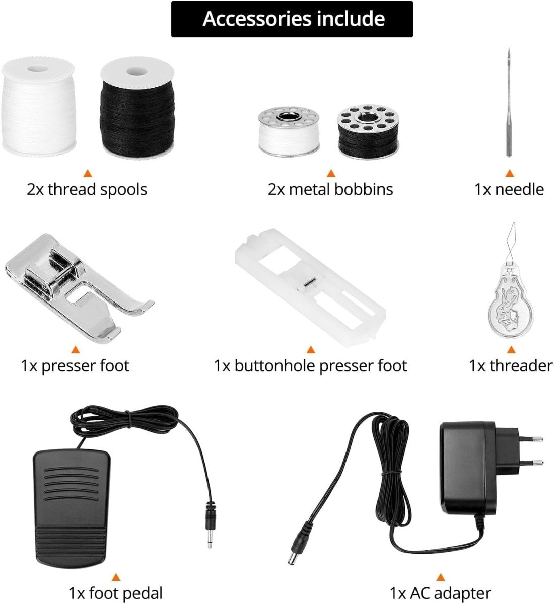 Portable Sewing Machine 12 Stitch Double Speed LED Light Foot Pedal - Kwikley