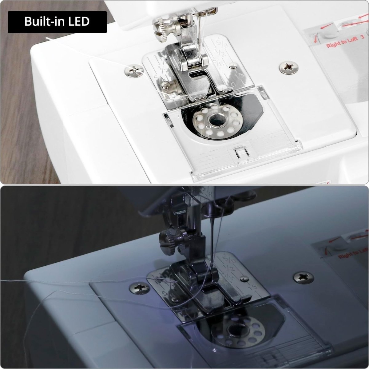 Portable Sewing Machine 12 Stitch Double Speed LED Light Foot Pedal - Kwikley
