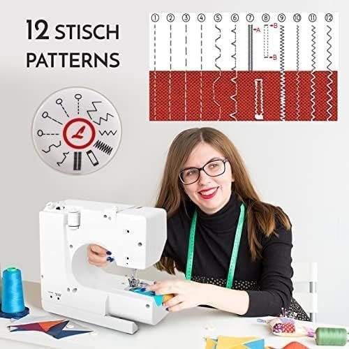 Portable Sewing Machine 12 Stitch Double Thread 2 Speed Reverse Sew DIY - Kwikley