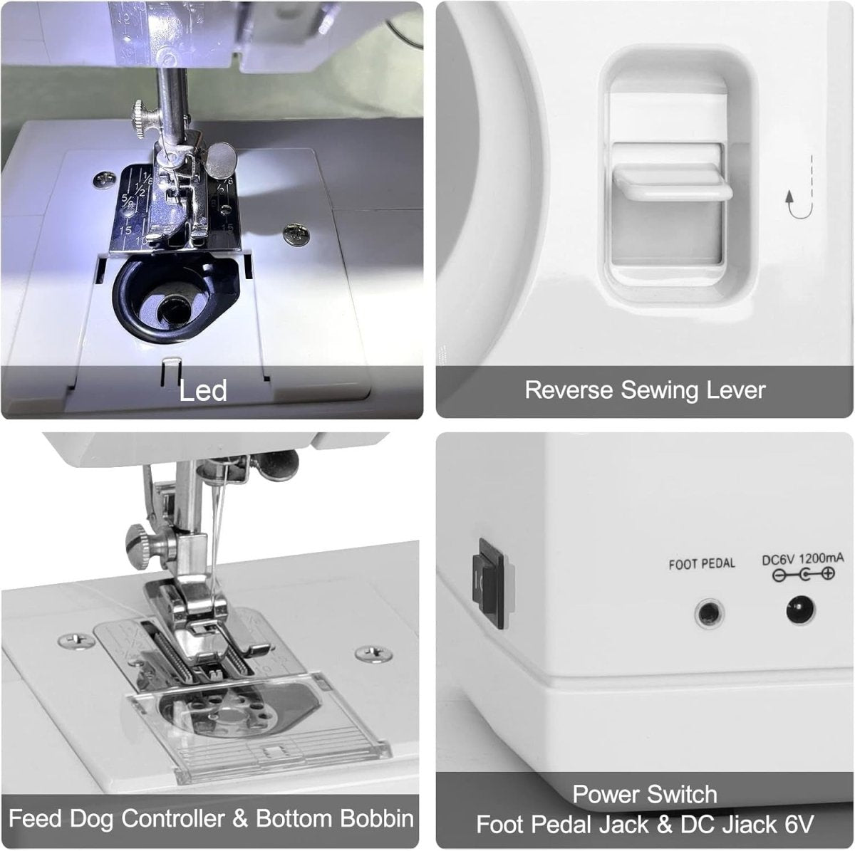 Portable Sewing Machine 12 Stitch Double Thread 2 Speed Reverse Sew DIY - Kwikley