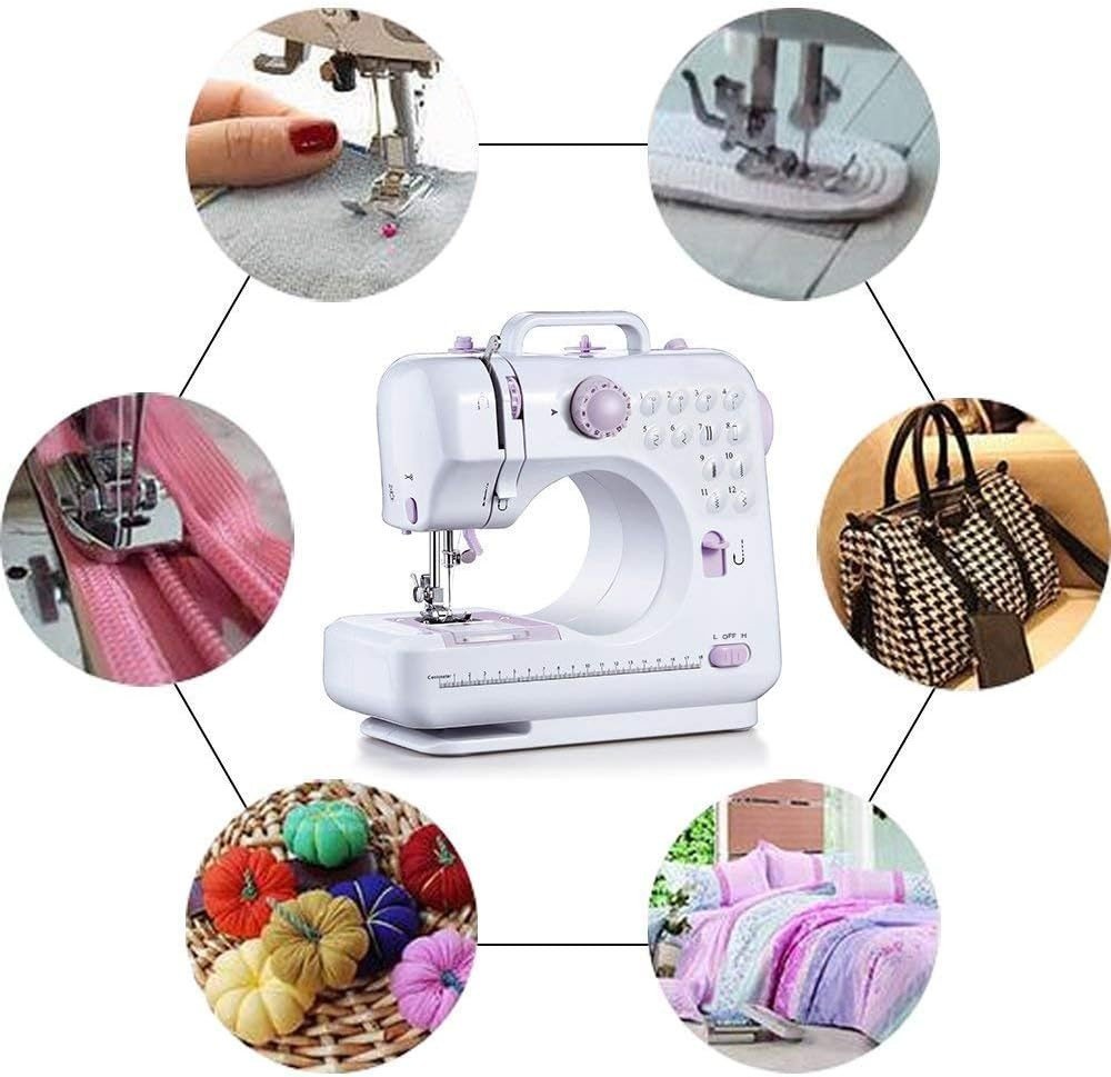 Portable Sewing Machine 12 Stitch Double Thread 2 Speed Reverse Sewing - Kwikley