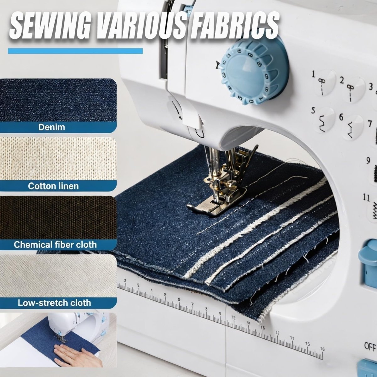 Portable Sewing Machine 12 Stitch Electric Double Thread DIY Kit LED - Kwikley
