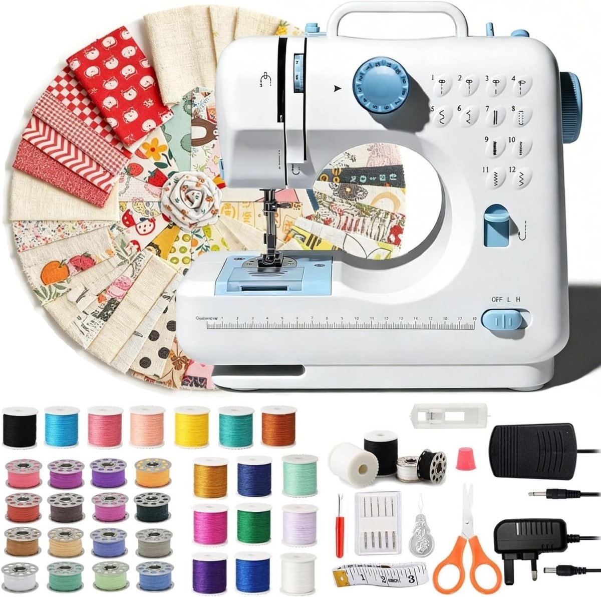 Portable Sewing Machine 12 Stitch Electric Double Thread DIY Kit LED - Kwikley