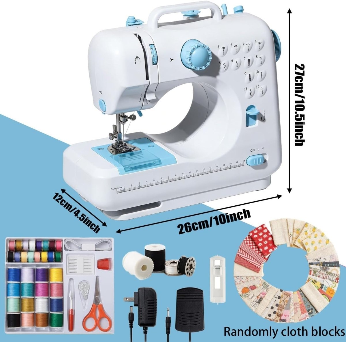 Portable Sewing Machine 12 Stitch Electric Double Thread DIY Kit LED - Kwikley