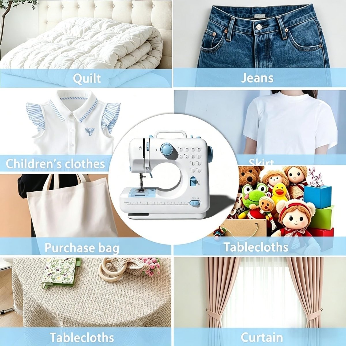 Portable Sewing Machine 12 Stitch Electric Double Thread DIY Kit LED - Kwikley