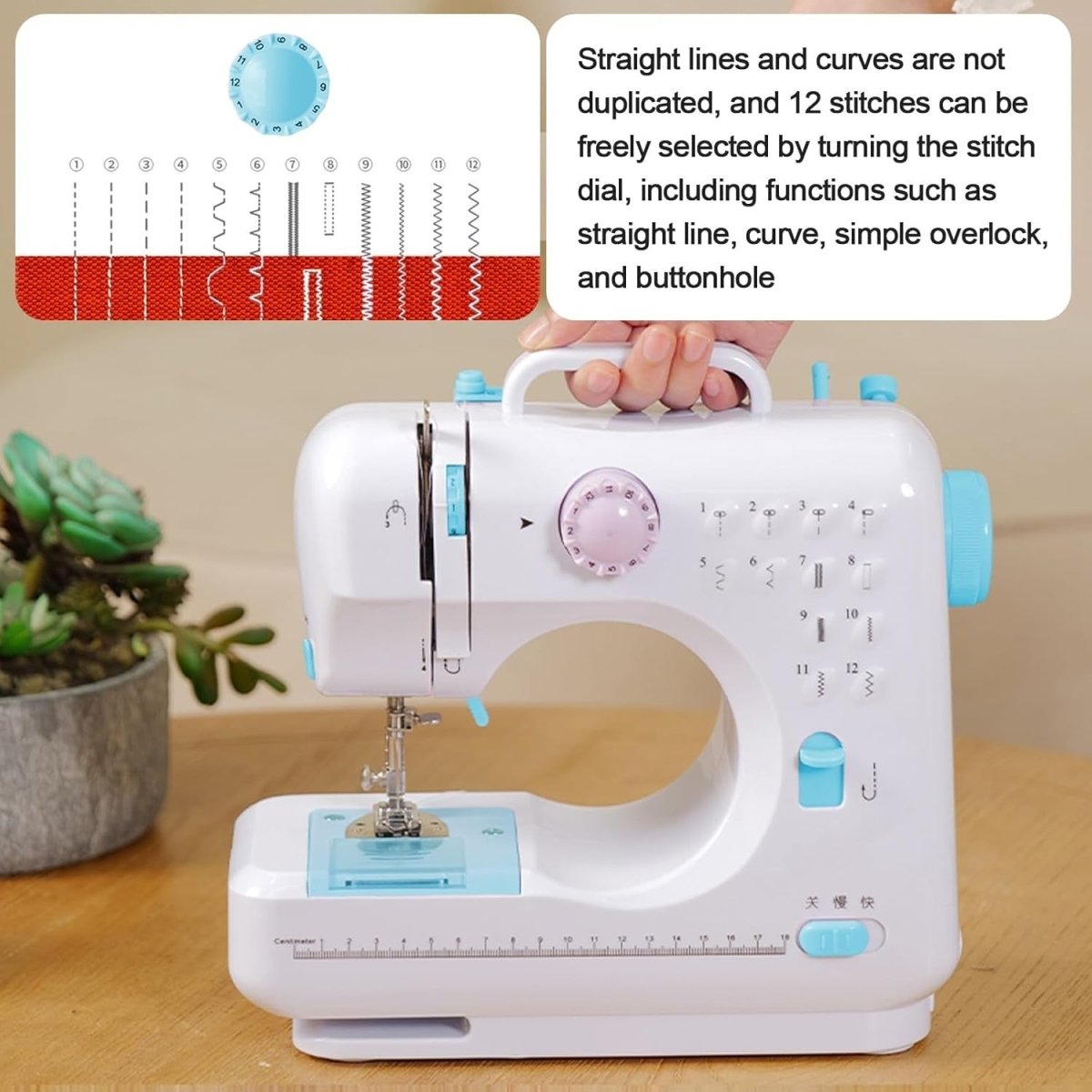 Portable Sewing Machine 12 Stitch Extension Table Reverse Sewing LED - Kwikley