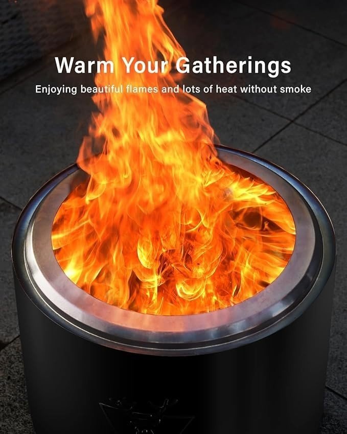 Portable Smokeless Fire Pit Stainless Steel Outdoor Patio Camping 10kg - Kwikley