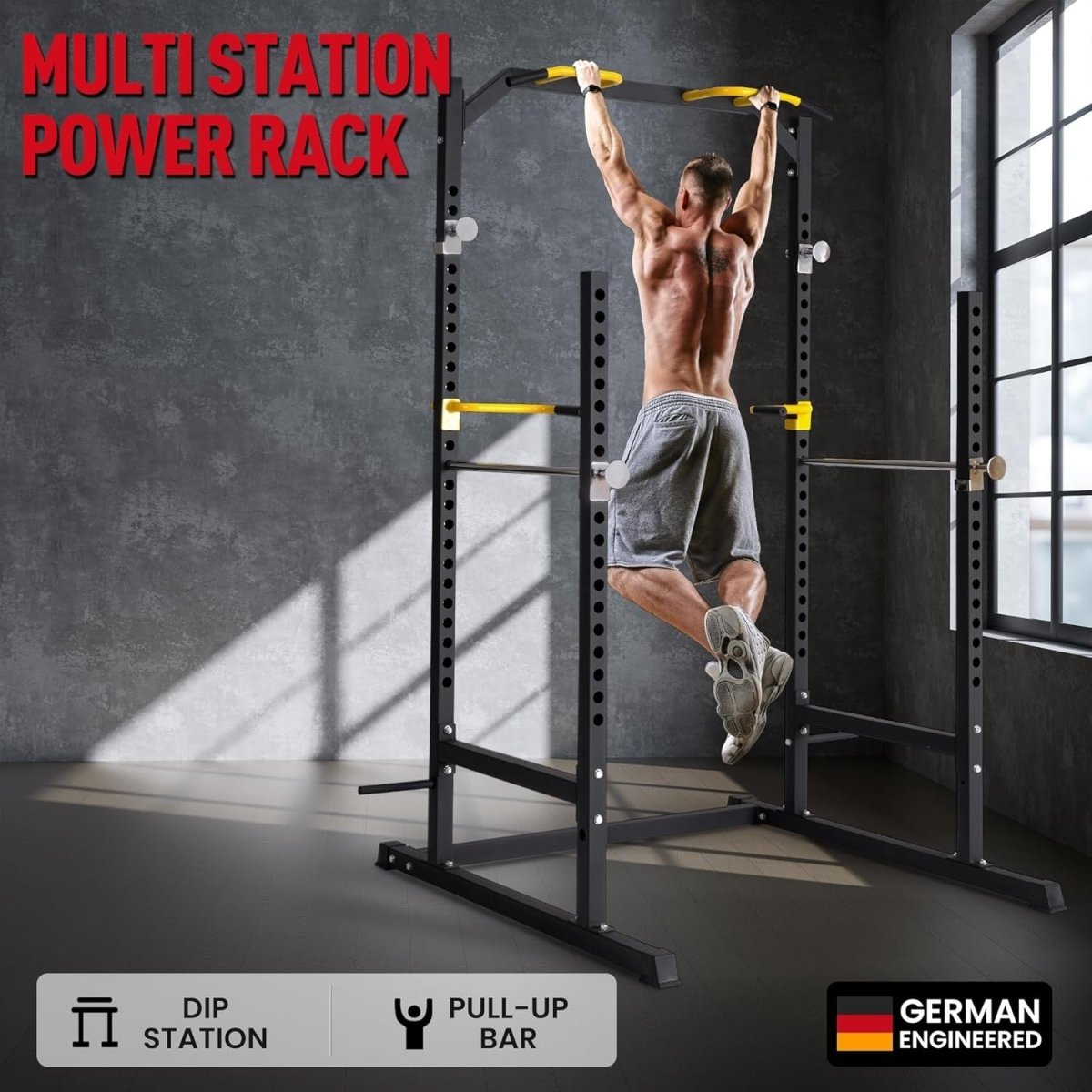 Power Rack Home Gym Strength Training Cage Squat Bench Press Pull Up - Kwikley