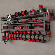 Power Tool Organizer Wall Mount 12 Drill Holder 4 Tier Rack - Kwikley
