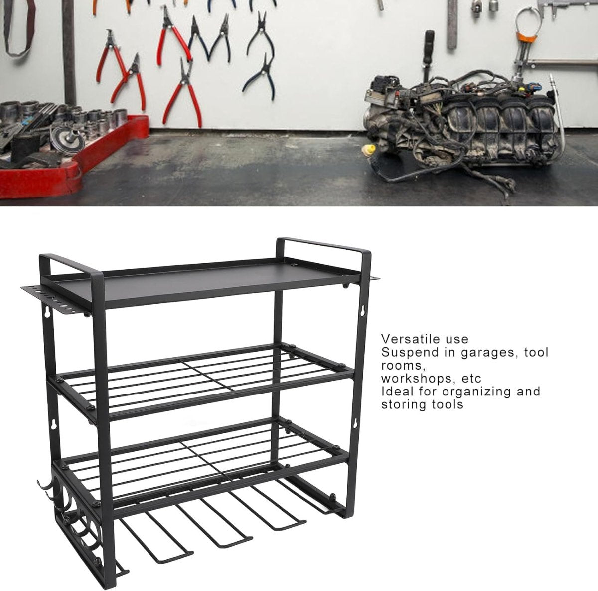 Power Tool Organizer Wall Mount 4 Tier Drill Holder Rack - Kwikley