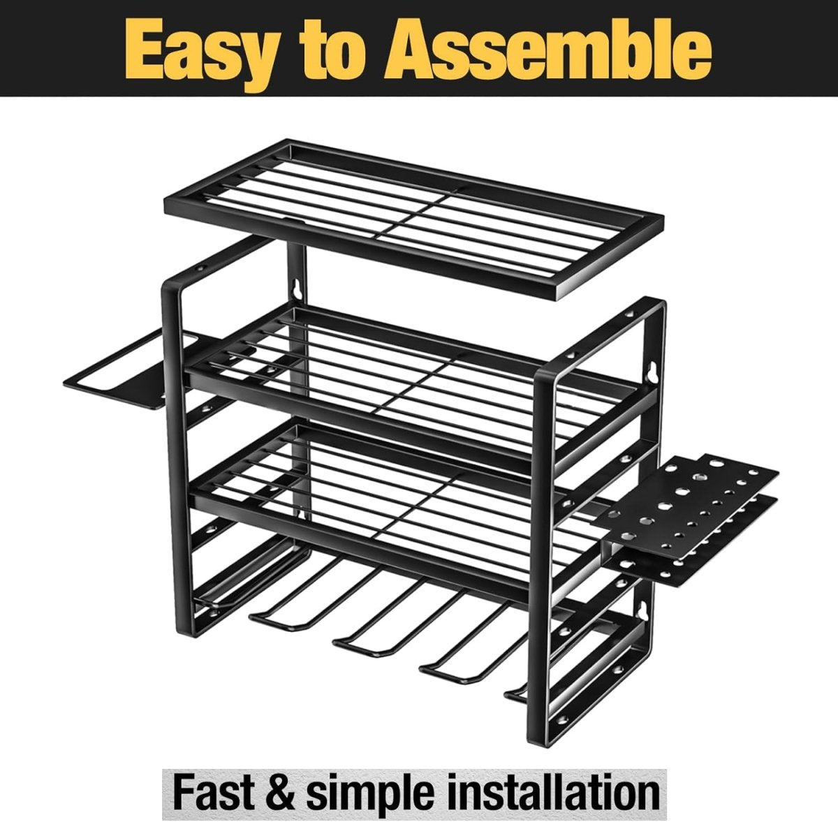 Power Tool Organizer Wall Mount 4 Tier Rack with Charging - Kwikley