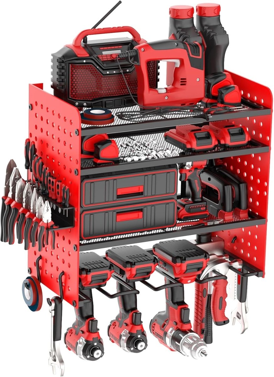 Power Tool Organizer Wall Mount 4 Tier Rack with Drill Holder - Kwikley