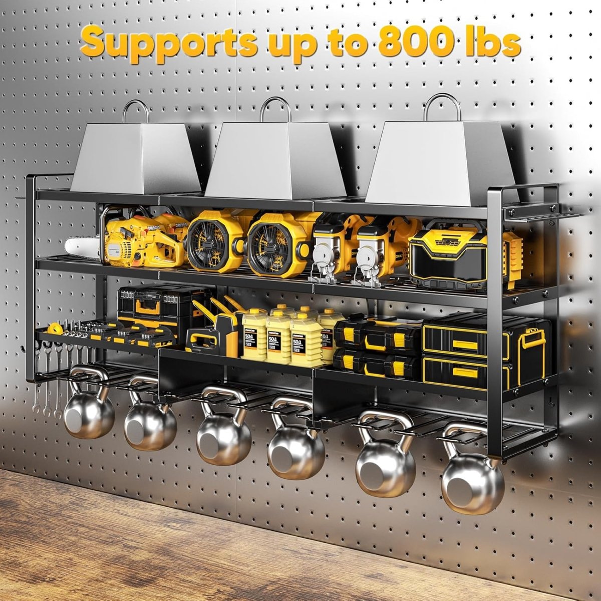 Power Tool Organizer Wall Mount 49.5 Inch 4 Tier Charging Rack - Kwikley