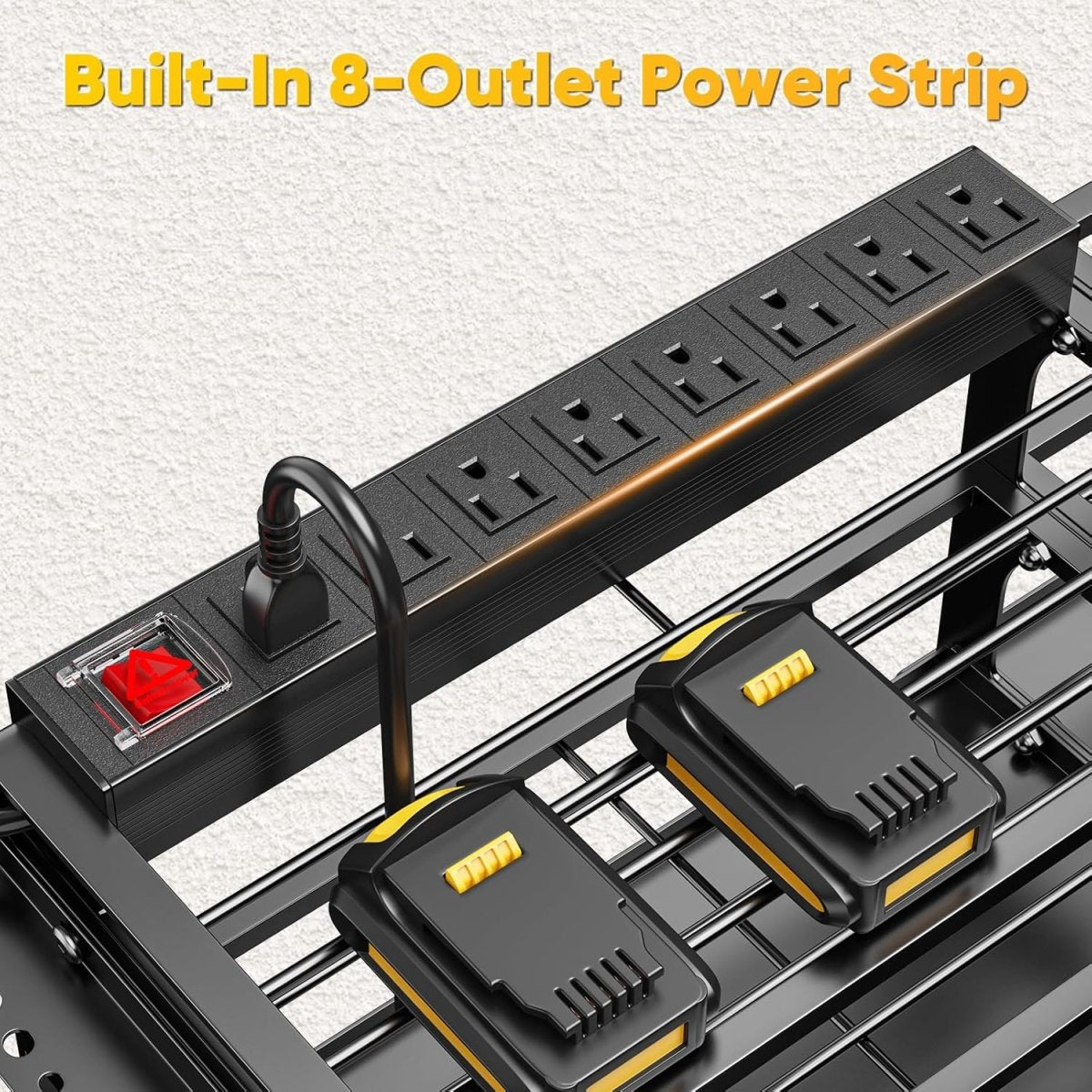 Power Tool Organizer Wall Mount 49.5 Inch 4 Tier Charging Rack - Kwikley