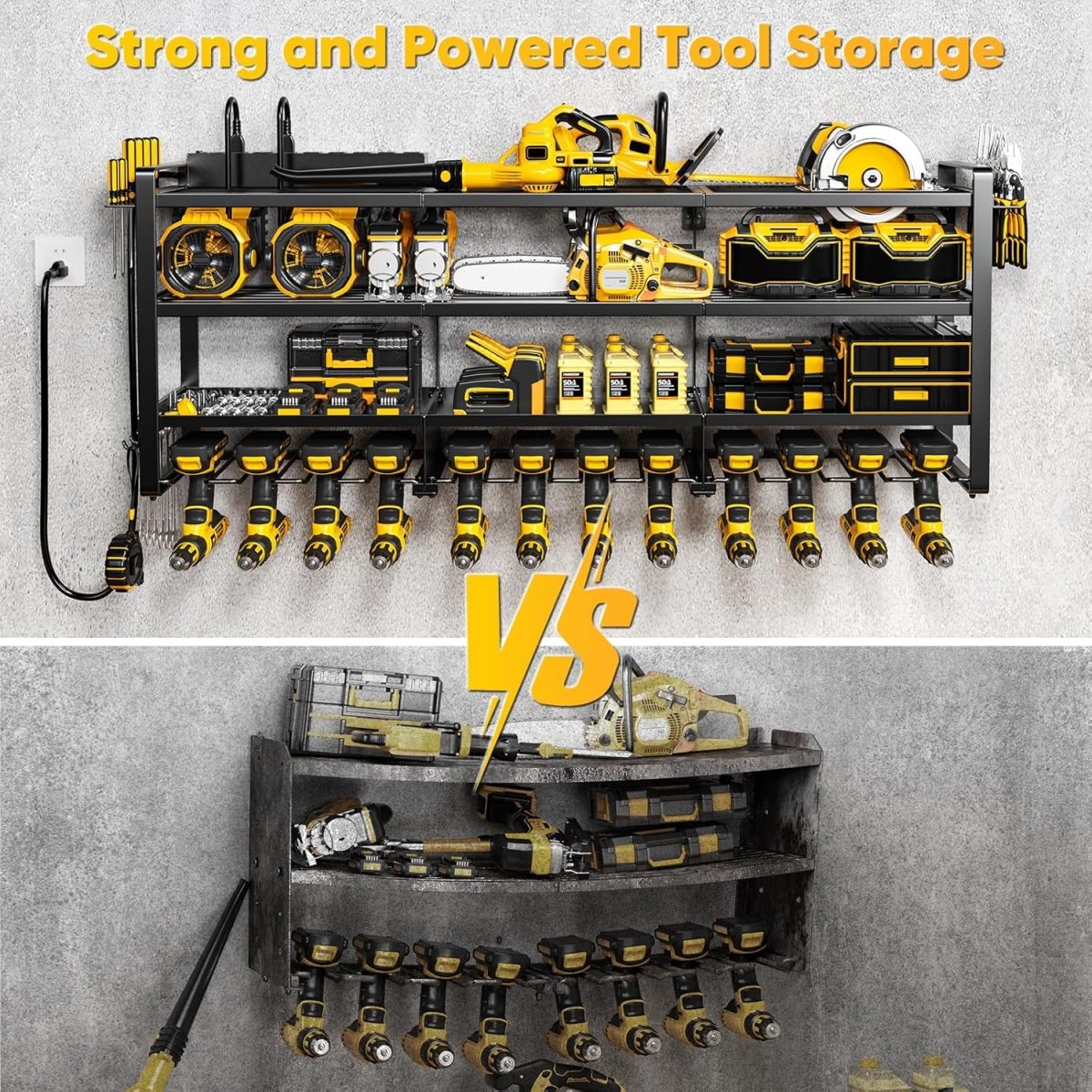 Power Tool Organizer Wall Mount 49.5 Inch 4 Tier Charging Rack - Kwikley